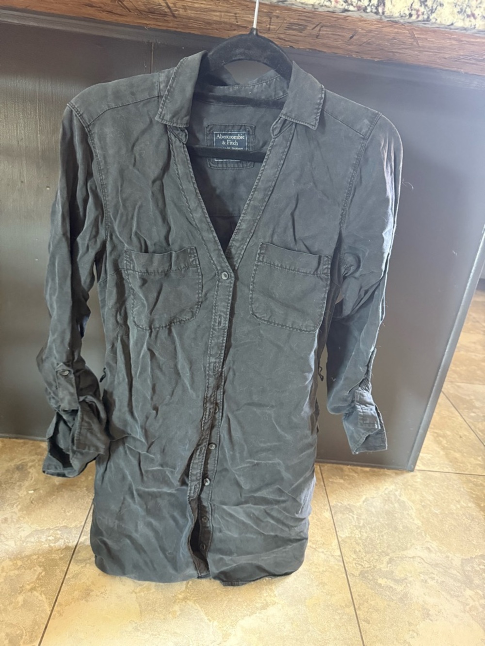 Abercrombie & Fitch Men's Dark Charcoal Lightweight denim dress